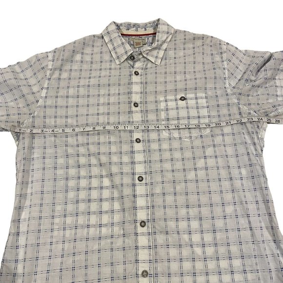 Carbon 2 Cobalt Blue White‎ Checked Short Sleeve Cotton Shirt Men's Size L - Picture 5 of 6